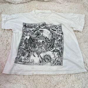 Destroyed Vtg Paper Thin Work T-Shirt Sun Wash Faded Distressed Single Stitch- W